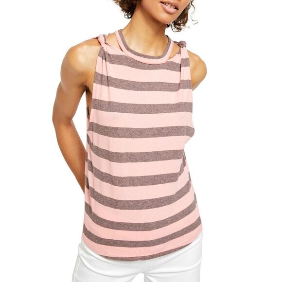 Free People Tops - Free People Coral Tie Detail Stripe Top Size M